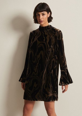 Phase Eight Rayna Velvet Swirl Dress Black Australia | BD5809724